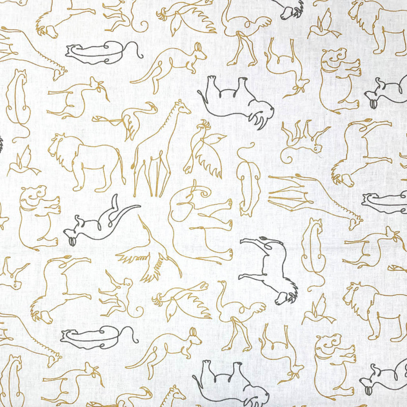 Printed Cotton MASSOA White / Camel
